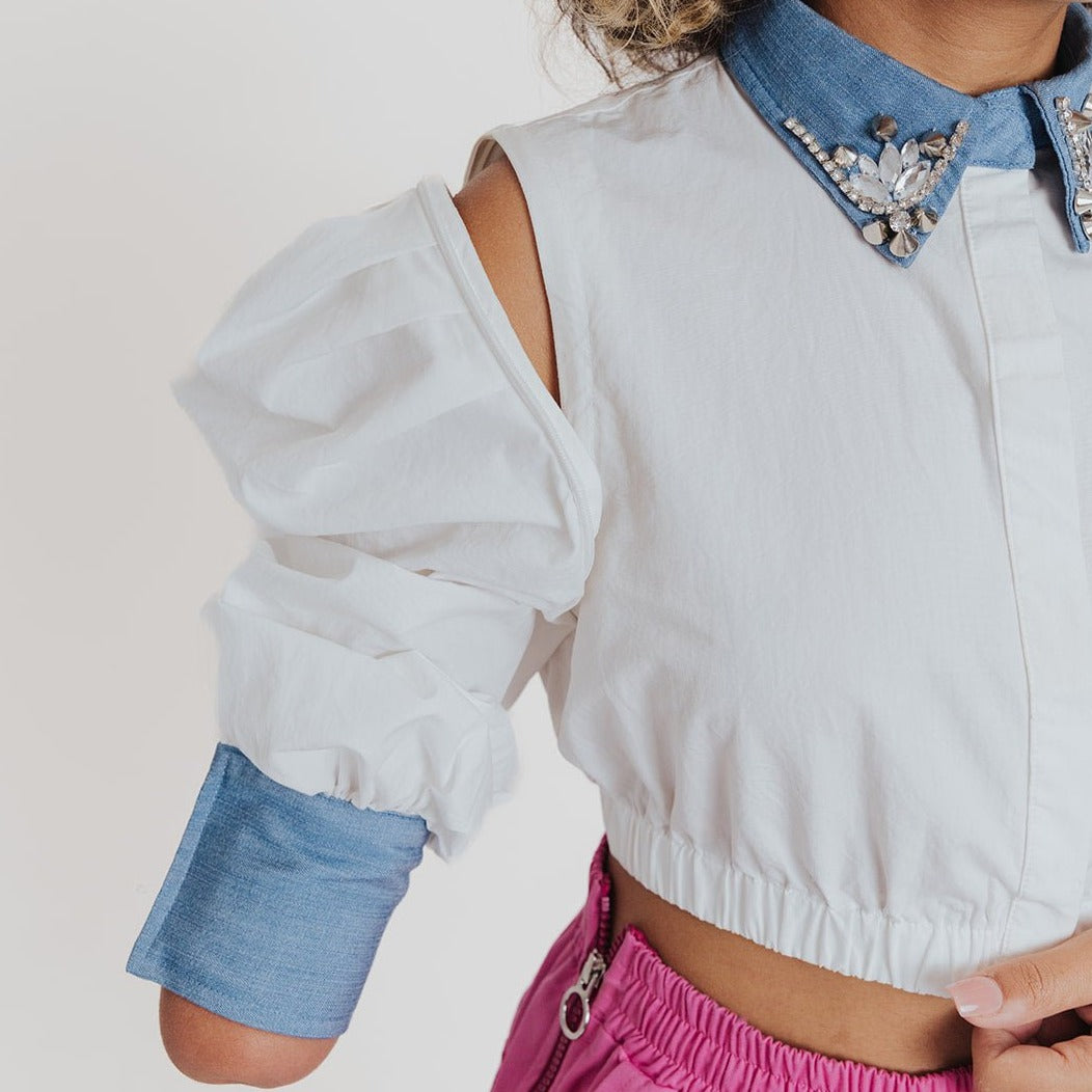 Embellished Collared Adaptive Top